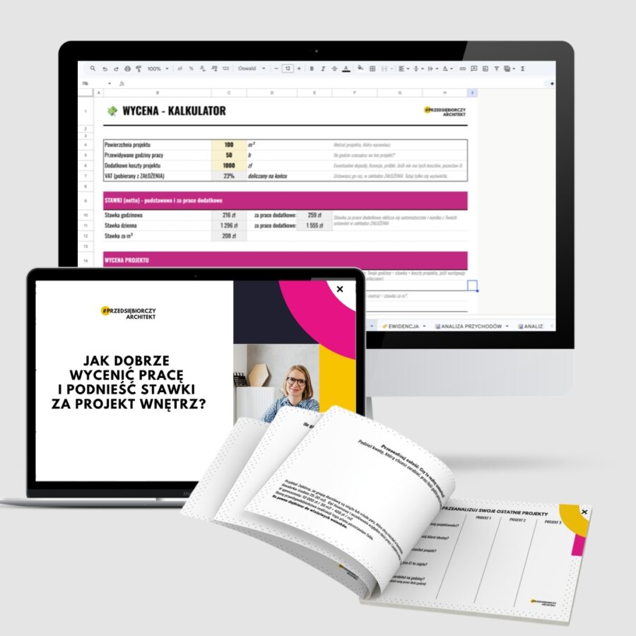 wycena projektu wnętrz - kalkulator planner i webinar dla projektantów wnętrz