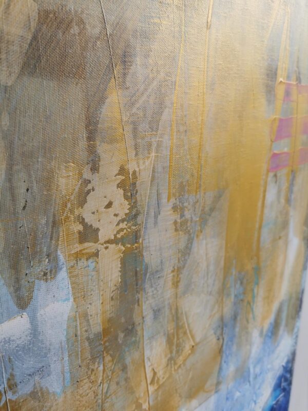 obraz na ścianę do salonu, sypialni, abstrakcyjny, duży, 100x150, granatowy, niebieski, złoty